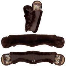 Equinate Mondgurt mit synthetischem Lammfell - Kurzgurt Bauchgurt Sattelgurt