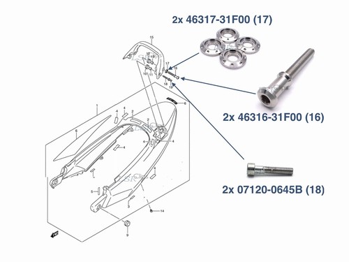 Suzuki gsx650f edelstahl heck - edelstahl,