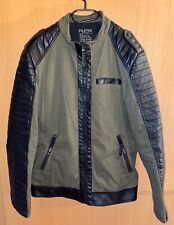 Biker Leder Jacke - Hochwertig & Stylisch - [Gr: M] [Oliv Grün Schwarz]