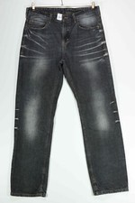 Pelle Pelle Herren Jeans Hose W33 L32 33/32 schwarz grau gerade Cross Fit J1674