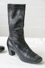 hochwertige Damen Granny-Stiefel,Paris,echt-Leder,schwarz,butterweich, Gr. 4 1/2