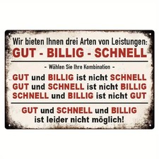 Blechschild wir bieten gut