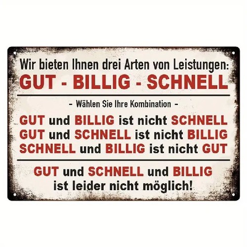 Blechschild wir bieten gut