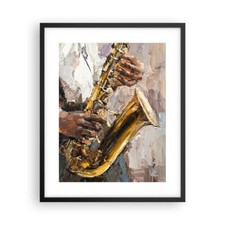 Wandbilder 40x50cm Poster Saxophon Öl Musiker Wandposter Bilder Art Wanddeko