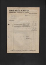 ERFURT, Rechnung 1936, Hans Koch Holzbearbeitungsmaschinen