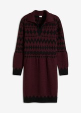 Strickkleid Gr. 36/38 Beere Schwarz Strick-Kleid Winterkleid Casual-Dress Neu*