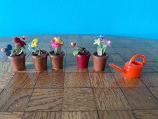 5 x Blumentopf Gießkanne Puppenhaus Puppenstube 1:12 dollhouse flower pot