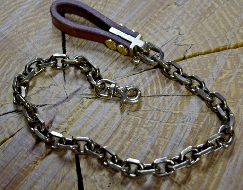 Wallet chain messing leder - wallet,