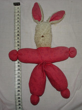 SIGIKID Vintage * Hase ? Frottee Stoff * Stofftier Kuscheltier rot * 70er/80er