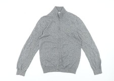 Lacoste Herren Sweatshirt grau durchgehender Reißverschluss klassische Passform Baumwolle XS