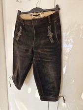 HIRSCHLEDERNE Trachten Lederhose Knickerbocker 3/4 dunkel Gr. 42 Hirschleder TOP