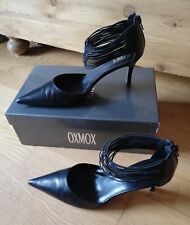 elegante spitze OXMOX High Heels mit Fesselriemchen, schwarz, Glattleder, Gr. 38