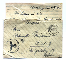 Feldpostbrief m. Inh. 1942 Panzerjäger Ers. Abt. 20 Hamburg Harburg n. Kiel-G.