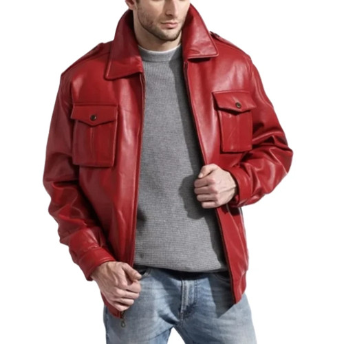 Herren rotes leder bomber - herren,