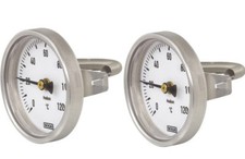 2x Wika Bimetall Anlegethermometer Ø 63mm   120°C Feder Rohr-Thermometer Heizung