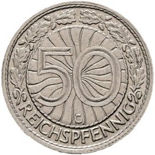 Weimar 50 Reichspfennig 1933 G