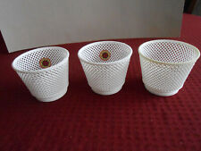 Schlutz Eldiro 3 Blumenübertöpfe 9,5cm, Kunststoff weiß, Flechtmuster, neuwertig