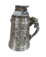 Vintage Zinn Tischfeuerzeug Fussball Sportfiguren 80er Jahre Feuerzeug Sammler