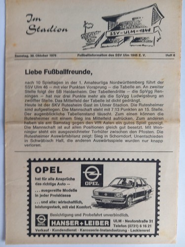 Fussball programm amateurliga - programm,