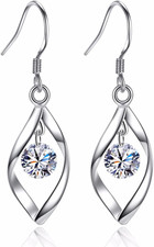 Ohrringe Silber Hängend Twist Lang Hänge-ohrringe Zirkonia Damen