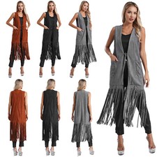 Frauen Weste Ärmellos Jacken Oberbekleidung Strickjacke Faux Western Halloween