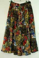 CANDA C&A Vintage Boho Rock 40 M Midi Knitter 100% Viskose Geblümt Herbsfarben