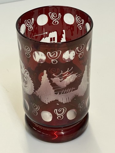 Becher glas rubin rot - becher, glas,