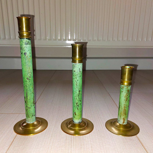 3er set kerzenhalter messing - kerzenhalter,