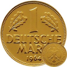 1 DM 1965 deutsche Mark 24 Karat vergoldet Geschenk 60. Geburtstag