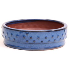 Bonsai - Schale rund 19 Ø x 5,5  cm, blau, Trommelschale  22975