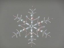 Perlenstern, Weihnachtsbaumschmuck, Schneeflocke Weiß/Rosa ca. 10cm