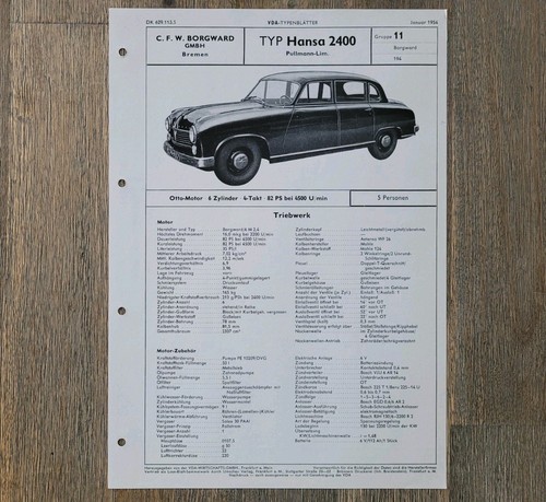 Vda typenblatt borgward hansa - borgward,