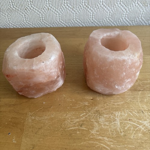 Steinsalz kerzenhalter rosa - kerzenhalter,