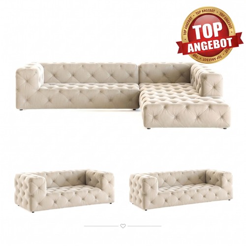 Chesterfield sofa beige creme - beige,