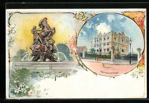 Lithographie fürth gebäude - fürth,,