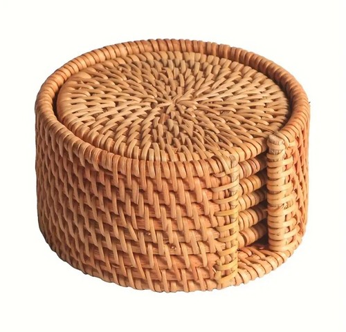 6er set rattan untersetzer - rattan, mit
