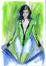 TULA LOTAY -  SHRINKING VIOLET ORIGINAL DRAWING 29.7 x 41.9 cm signed