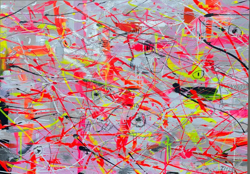 Acrylbild neon dripping pink - neon,
