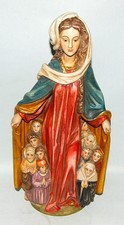 Farbige Holzfigur, Schutzmantelmadonna, Maria, Holzfigur, sakrale Kunst, 33cm