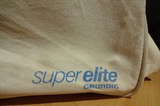 Grundig super elite Sammler Reisetasche weißer Baumwollstoff mit 3 Seitentaschen