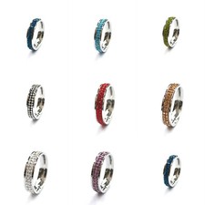 Edelstahl Ringe Damenringe Silber Weiß Damen mit Strass Kristall 