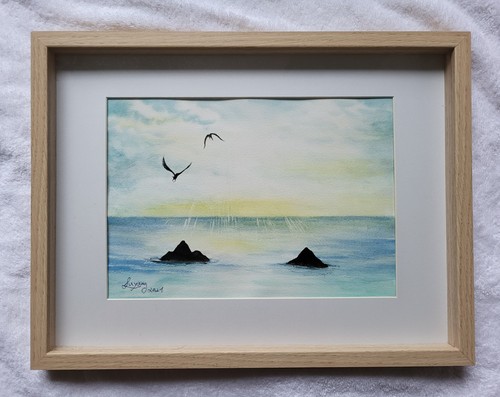 Original aquarell meer - original,