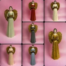 Vintage Shabby Meander Engel Kerzenhalter Handbemalt blau rosé 36cm Weihnachten