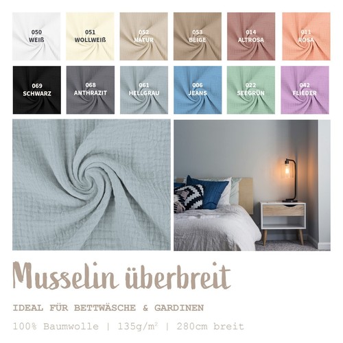 Musselin meterware überbreite - musselin,