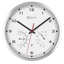 Design Funkwanduhr mit Thermo- und Hygrometer Funkuhr 250 mm Metallrahmen