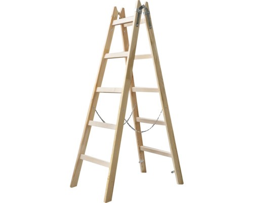 Sprossenstehleiter holz 2x5 - holz,