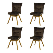 MCA Furniture 4er-Set Stuhl Sion Stoff Vintage Veloursoptik Anthrazit 