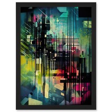 Noten Noten Stab Modern Abstrakt Geometrisch Gerahmt Wandbild Bild Druck A4