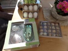 * CASA DEKO* 3xOstereier aus Glas+6x Ei Anhänger+20 echte Wachteleier* TOP*