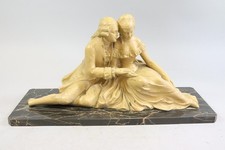 Rokoko Pärchen Liebelei patinierte Masse Figur auf Marmorplatte (MVL4742)